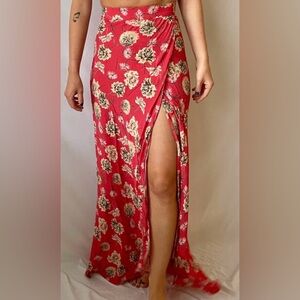 Flynn Skye Red Floral Maxi Skirt